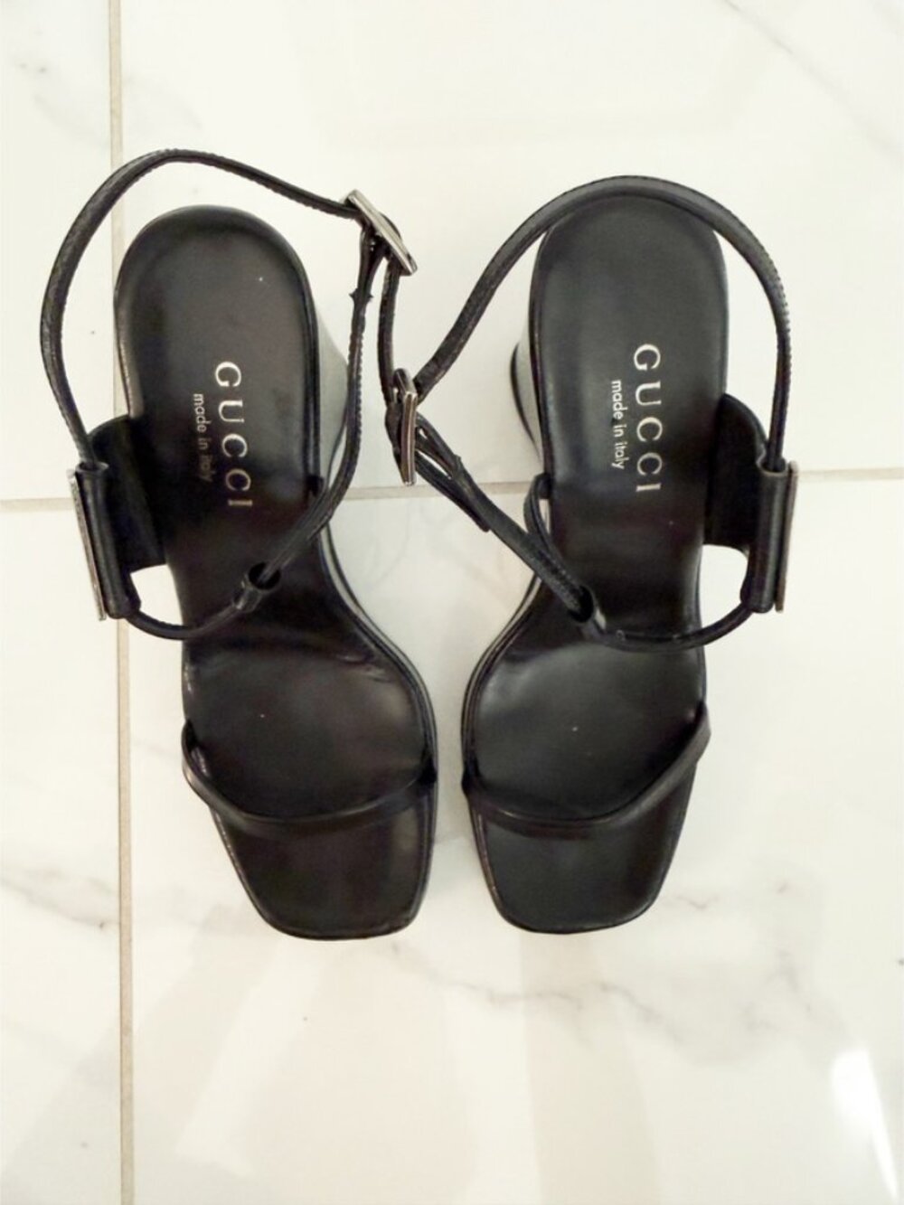 Gucci Black Leather Slingback Sandals Women's Size: 6 - Picture 4 of 13
